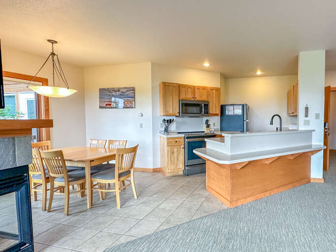 Dining room and kitchen