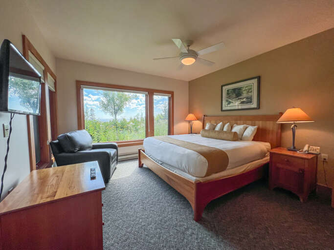 Unwind in the king bed after a day of adventures