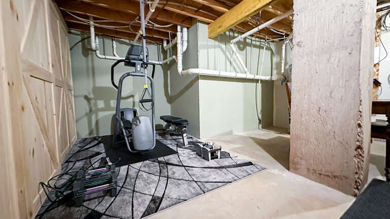 There is a gym/workout space in the lower level.