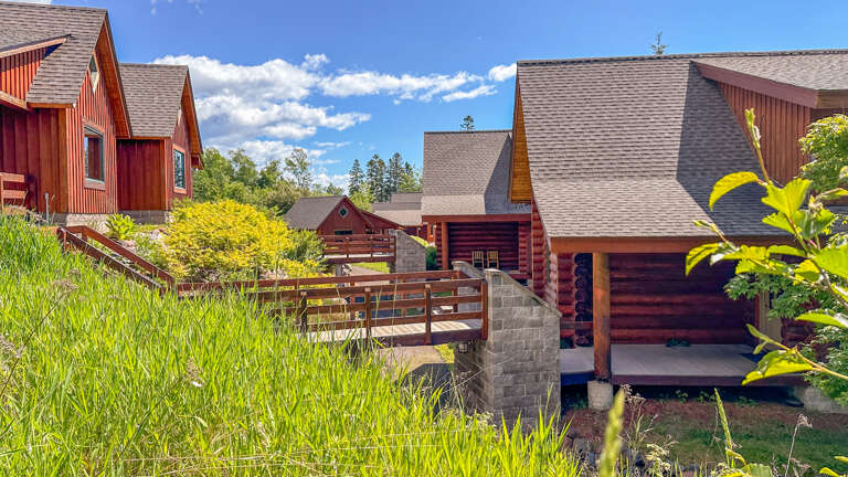 Walkway to the community sauna building.