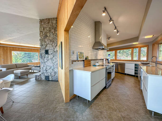 Kitchen leading into the living room.