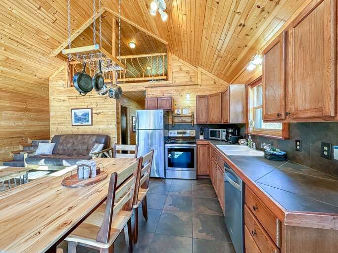 Lofted in Lutsen has a fully equipped kitchen. Lofted in Lutsen has a fully equipped kitchen.