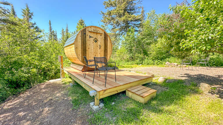 Lofted in Lutsen has a private barrel sauna!