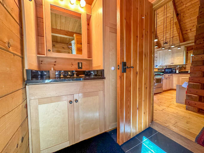 Vanity in the bathroom.