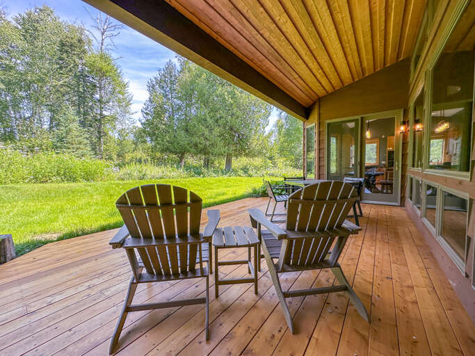 Enjoy a relaxing time on the patio while the kids enjoy the spacious yard.
