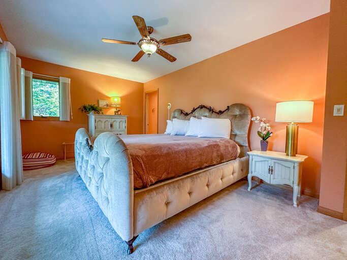 Bedroom 1 features a king bed and attached bathroom.