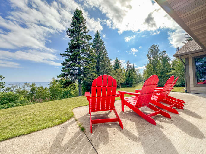 Step out of the doors in the dining room to get to the lake-facing patio.