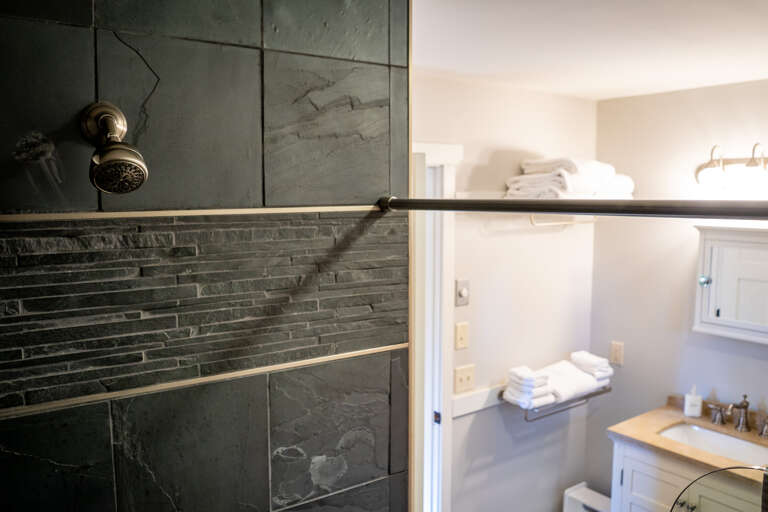 Main floor slate shower.