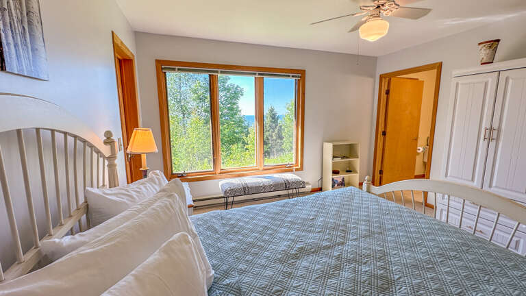 Views of Lake Superior can be enjoyed from the bed in Bedroom 1.