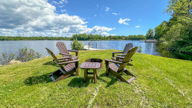 Sit back in the custom Adirondack chairs while you roast marshmallows over an open fire.