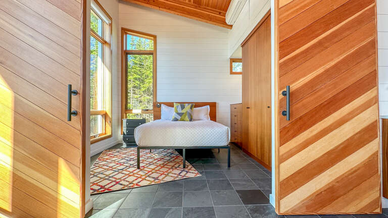 Looking into Bedroom 1 from the living room.