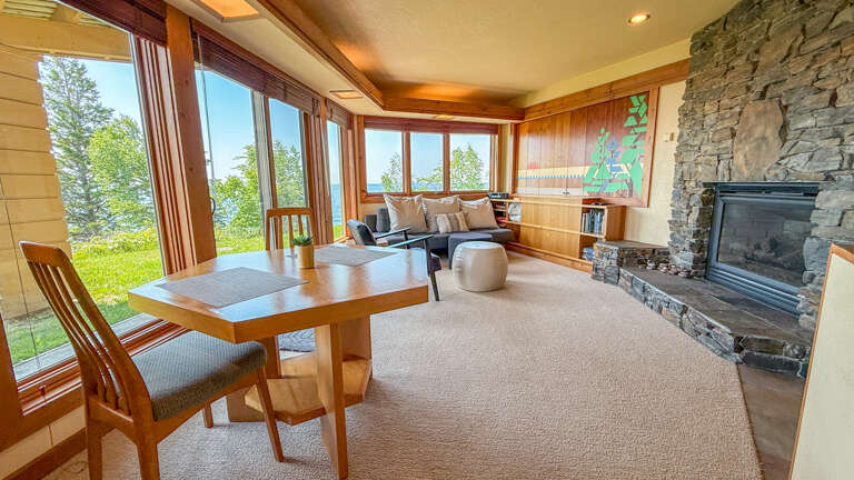 Enjoy a romantic getaway in Terrace Point 11B, a unique lower level condo inspired by the architectural style of Frank Lloyd Wright with sweeping lake superior views. Enjoy a romantic getaway in Terrace Point 11B, a unique lower level condo inspired by the architectural style of Frank Lloyd Wright with sweeping lake superior views.