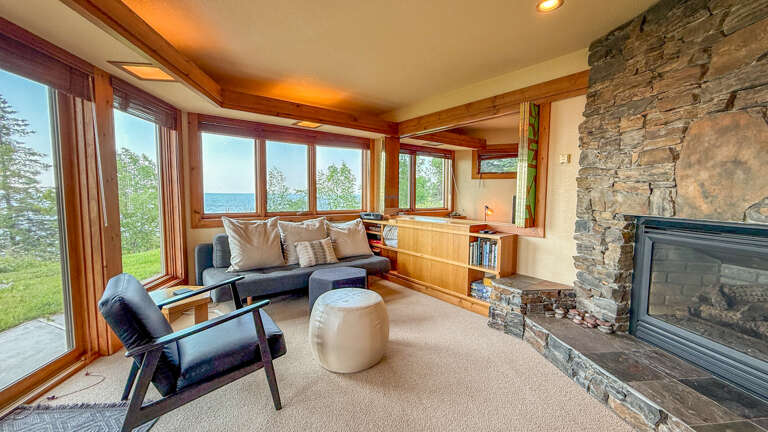 The living room with the divider open.