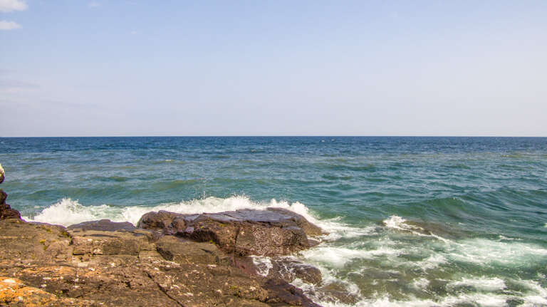 Waves breaking on the shoreline near Terrace Point.