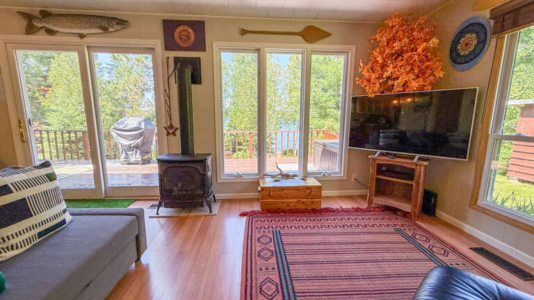 Devil Track Lake views from the living room.