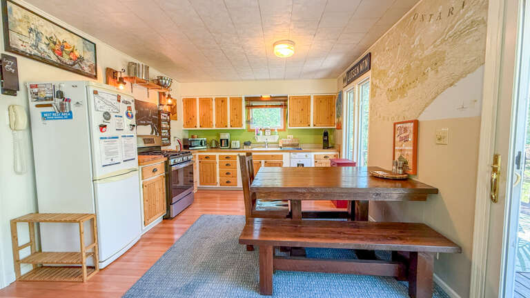 The kitchen and dining area.