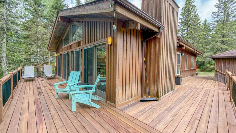 Entry deck and lake-facing deck.