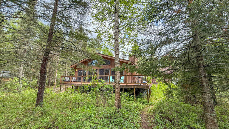 Cabin view from the walkway to Lake Superior.