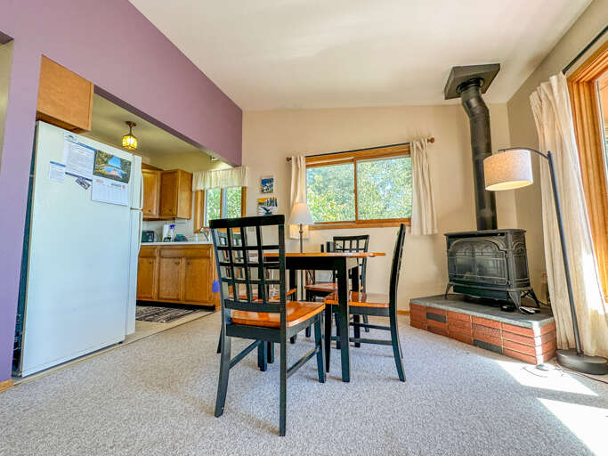 A dining room table with room for 4.