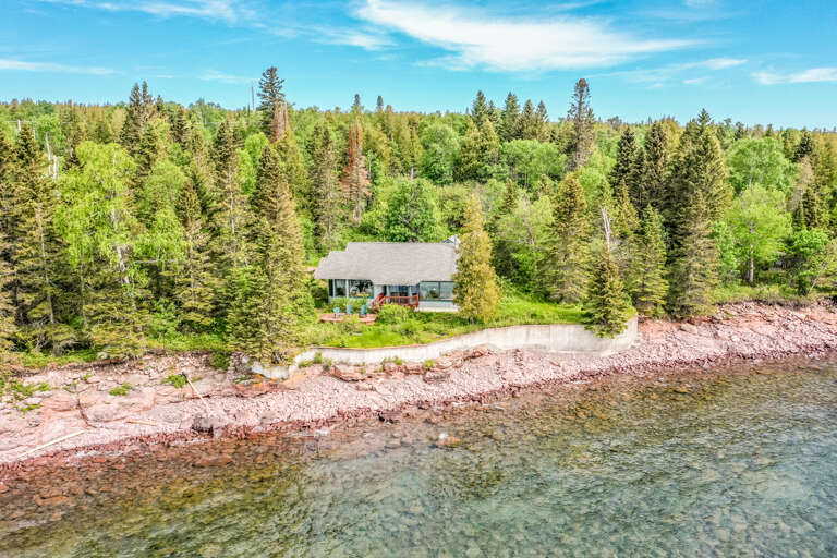 Just a short walk from the home is a private piece of Lake Superior shoreline.