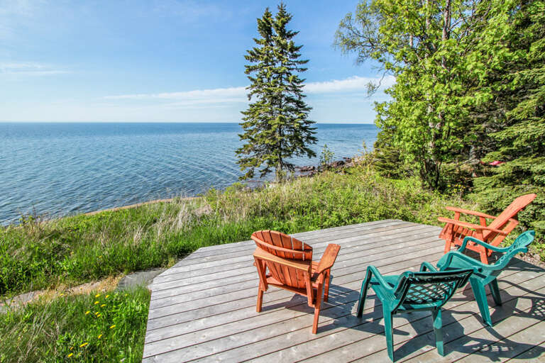 Lake Superior jets out as far as the eye can see from the Cedar Allee patio area. Lake Superior jets out as far as the eye can see from the Cedar Allee patio area.