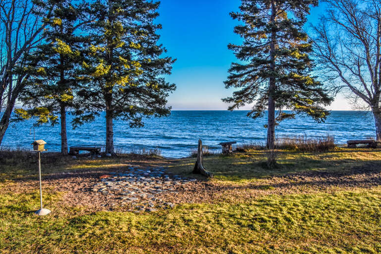 Take an easy, quick stroll down to the private shoreline.