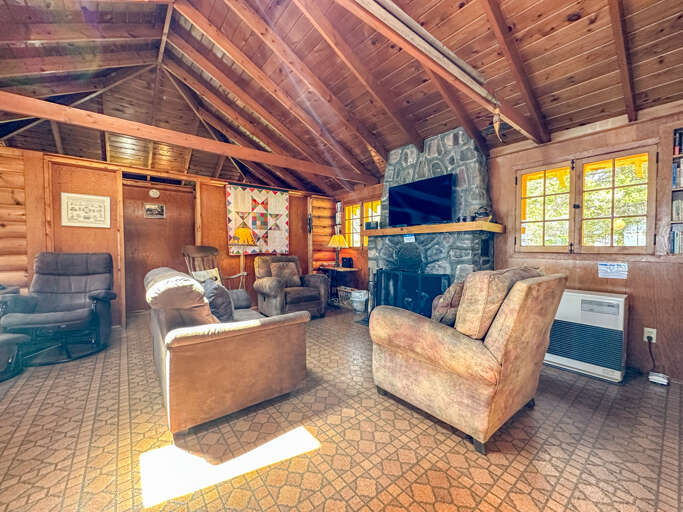 The open living area is located off of the entryway.