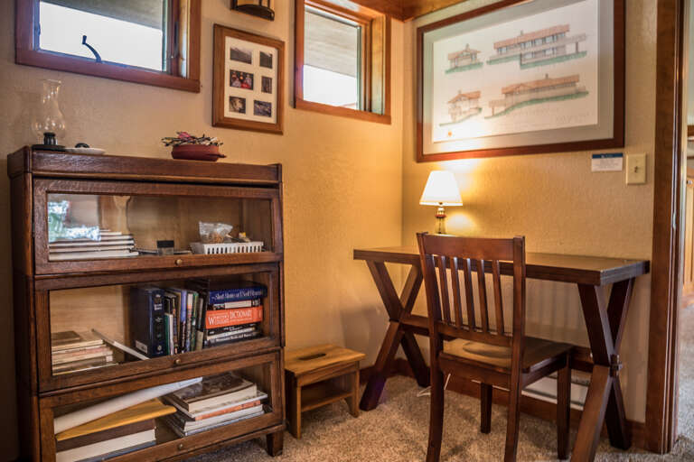 Located right by the master bedroom is a small working area.