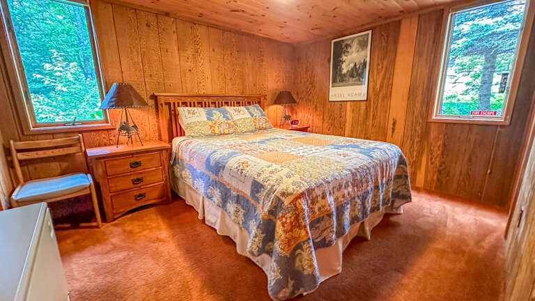 This cabin has one true bedroom located on the main level. This cabin has one true bedroom located on the main level.