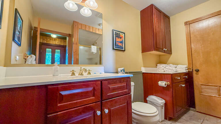 Bathroom located on the lower/entry level.