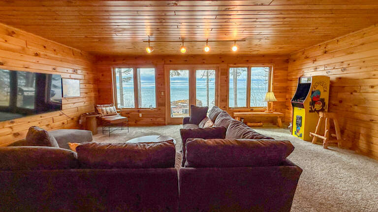 Lake Superior views abound from the lower level living room.