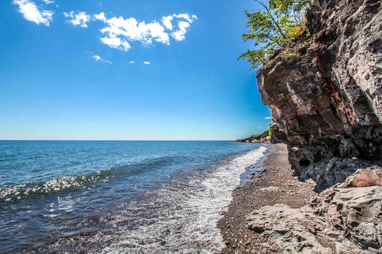 Shoreline/beach area at the Aspenwood Townhomes.
