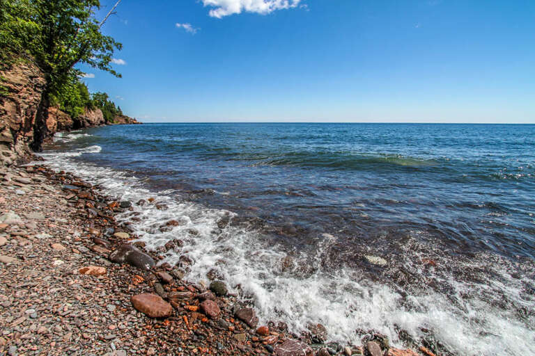 Shoreline/beach area at the Aspenwood Townhomes.