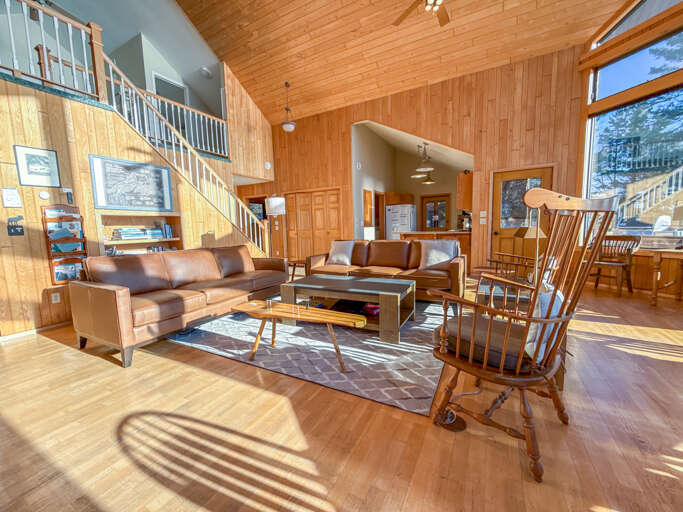 The living room offers plenty of room for the whole family relax.