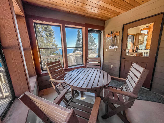 from the sunroom you can access the deck.