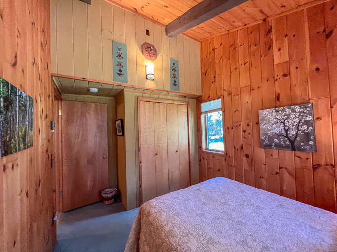 The vaulted ceilings really make bedroom two feel spacious.