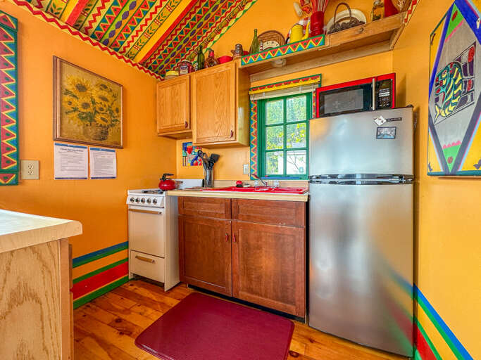 The kitchen isn't huge, but it is equipped with what you will need to prepare a home cooked meal, just bring your food! The kitchen isn't huge, but it is equipped with what you will need to prepare a home cooked meal, just bring your food!