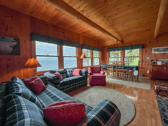 The living room is open to the dining area.