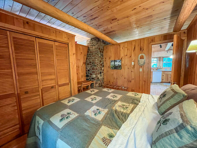 Note the open beam ceilings that are open to the living area.