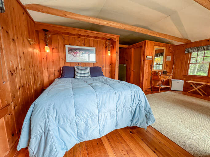Guest cabin bed area.