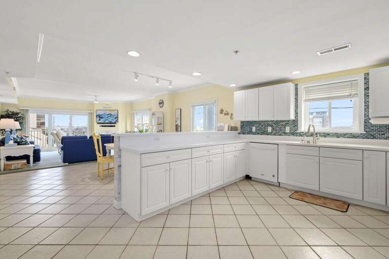 Spacious Kitchen Leading To Light, Large Living Area With Sea View