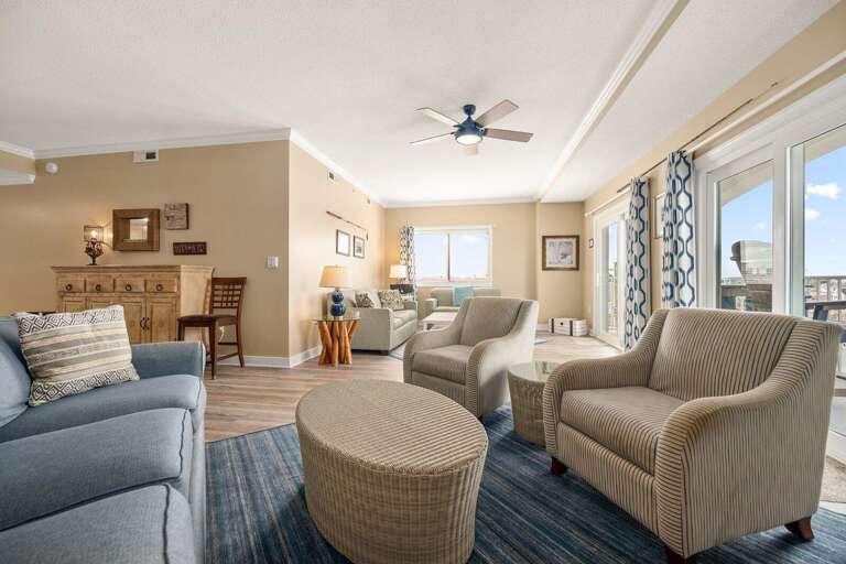 Sunlit Space, Sandy Shades, Sleek Seating, Seaside Sight