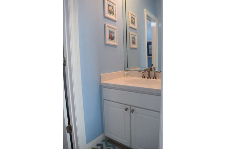 Bedroom 1's vanity area.