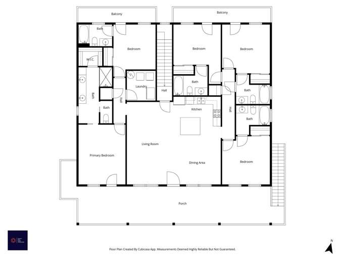 Black-and-white Building Blueprint Showing Spacious Layout