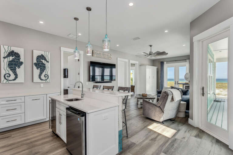 Interior Of A Vacation Rental With Kitchen And Living Area Interior Of A Vacation Rental With Kitchen And Living Area