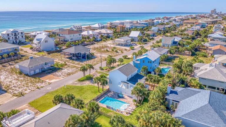 Seaside Community, Cluster Of Homes By Beach