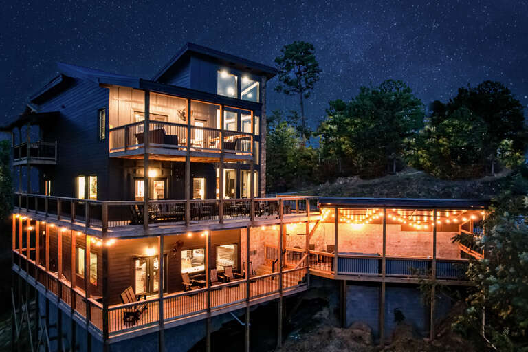 Nighttime Nest, Lights Aglow, Nestled In Nature