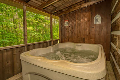 Forest-fringed Jacuzzi On Wooden Terrace