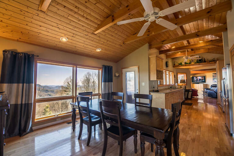 Dining area overlooking the mountain views