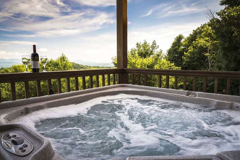 Hot tub overlooking the mountains